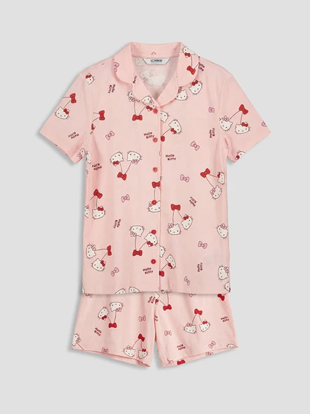 LCW Kids Pembe Hello Kitty Baskılı Kız Çocuk Şortlu Pijama Takımı ürün görseli 1