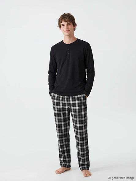 LC WAIKIKI Siyah Standart Kalıp Erkek Pijama Takımı ürün görseli 1