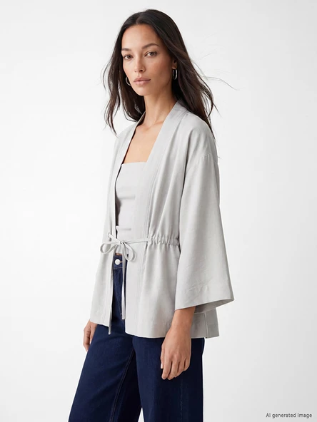 LCW EVERYDAY Gri Şal Yaka Kadın Kimono ürün görseli 1