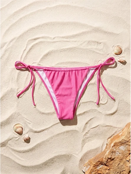 LCW DREAM Pembe Düz Bağlama Detaylı Kadın Bikini Alt ürün görseli 1