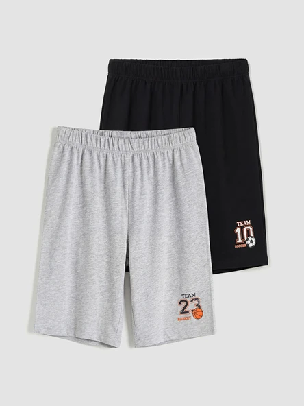 LCW Kids Siyah Baskılı Erkek Çocuk Pijama Şort 2'li ürün görseli 1