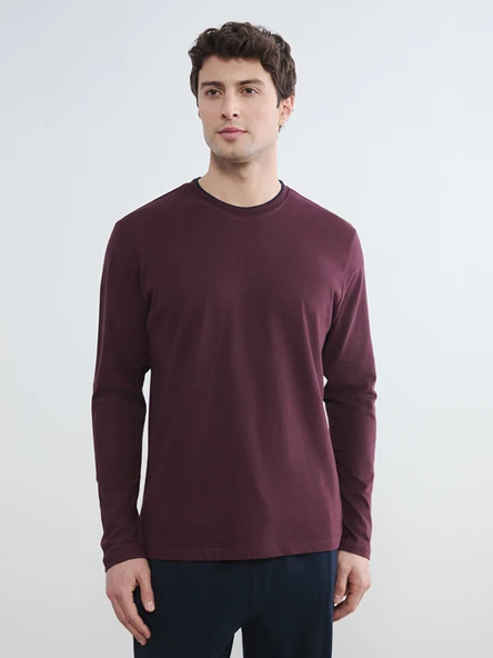 LC WAIKIKI Mürdüm Bisiklet Yaka Erkek Pijama Üst ürün görseli 1