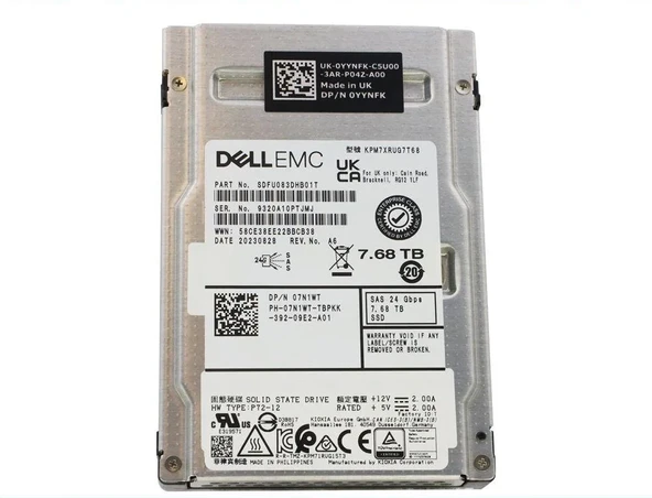 DELL EMC 7.68TB 24G RI SAS 2.5'' Server Sunucu SSD KPM7XRUG7T68 KPM71RUG15T3 SDFU083DHB03T 07N1WT 0YYNFK ürün görseli 1