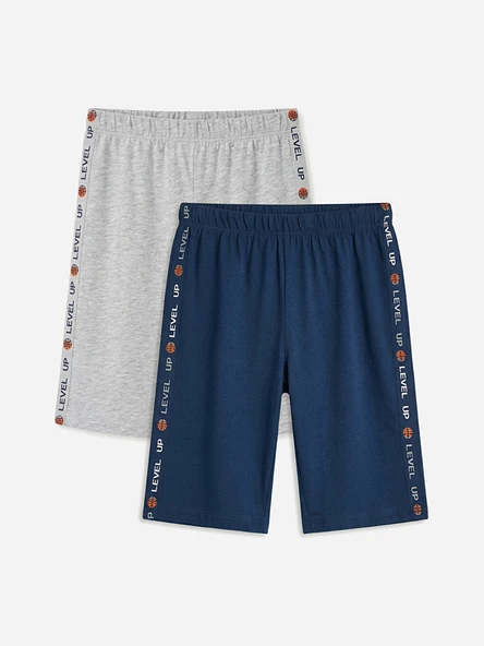 LCW Kids Lacivert Yanı Şeritli Erkek Çocuk Pijama Şort 2'li ürün görseli 1