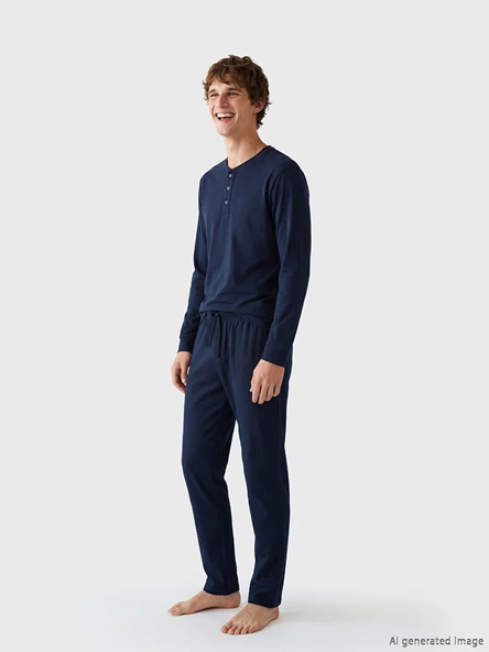 LC WAIKIKI Lacivert Standart Kalıp Erkek Pijama Takım ürün görseli 1