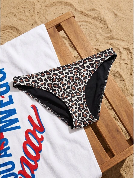 LCW DREAM Siyah Leopar Desenli Kadın Bikini Altı ürün görseli 1