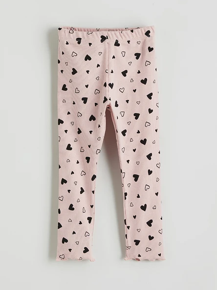 LCW Kids Pembe Kalp Baskılı Kız Çocuk Fitilli Pijama Tayt ürün görseli 1