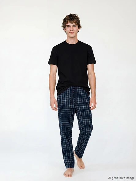 LC WAIKIKI Lacivert Regular Fit Ekose Erkek Pijama Alt ürün görseli 1
