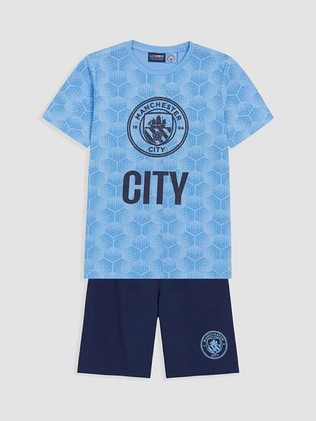 LCW Kids Mavi Manchester City Erkek Çocuk Şortlu Pijama Takımı ürün görseli 1