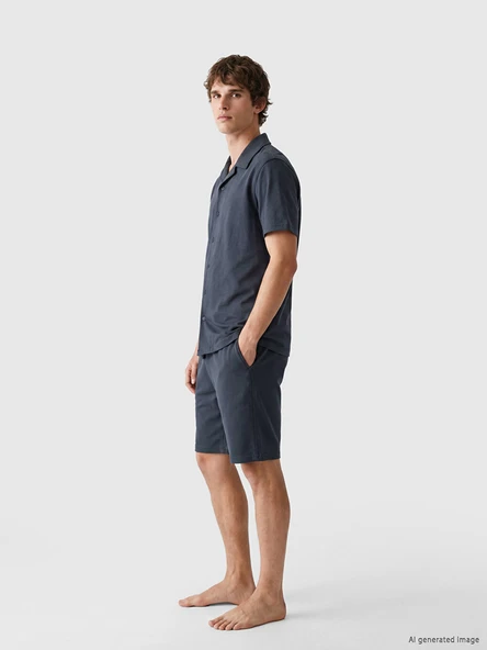LC WAIKIKI Antrasit Regular Fit Erkek Şortlu Pijama Takımı ürün görseli 1