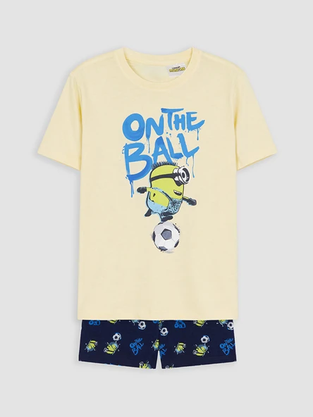 LCW Kids Sarı Minions Baskılı Erkek Çocuk Şortlu Pijama Takımı ürün görseli 1