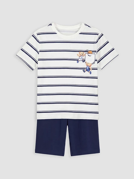 LCW Kids Ekru Erkek Çocuk Şortlu Pijama Takımı ürün görseli 1