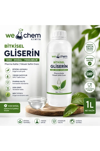 WE CHEM DOĞAL GIDA KALİTE BİTKİSEL GLİSERİN PHARMA %99.7 SAFLIKTA 1LT ürün görseli 1