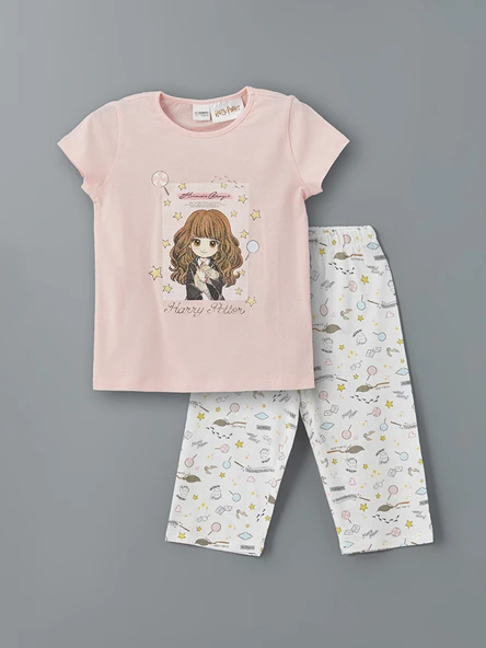 LCW Kids Pembe Bisiklet Yaka Harry Potter Baskılı Kız Çocuk Pijama Takımı ürün görseli 1