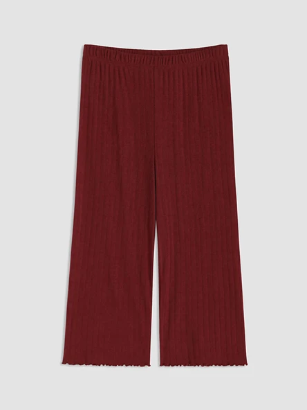 LCW DREAM Bordo Geniş Paça Kadın Fitilli Kapri Pijama Altı ürün görseli 1