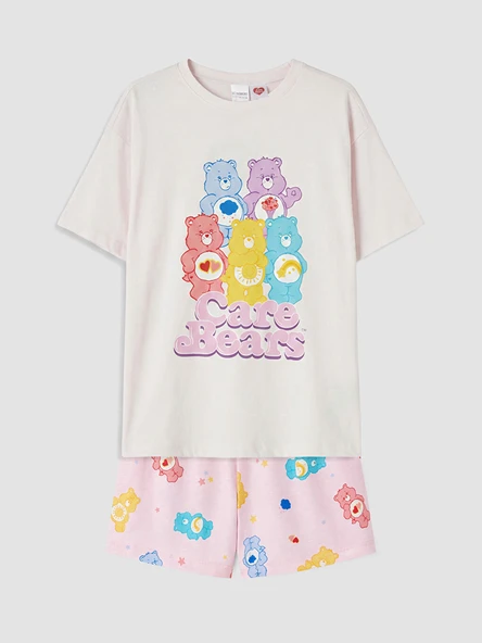 LCW Kids Pembe Care Bears Baskılı Kız Çocuk Şortlu Pijama Takımı ürün görseli 1