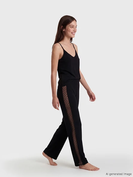 LCW DREAM Siyah V Yaka İp Askılı Kadın Pijama Takım ürün görseli 1
