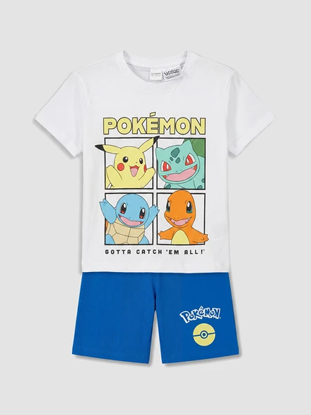 LCW Kids Beyaz Pokémon Baskılı Erkek Çocuk Şortlu Pijama Takımı ürün görseli 1