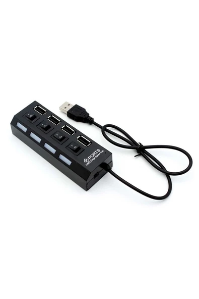 Bastore 4 Port Usb 2.0 Hub Çoğaltıcı Çoklayıcı Switch Işıklı Anahtarlı ürün görseli 1