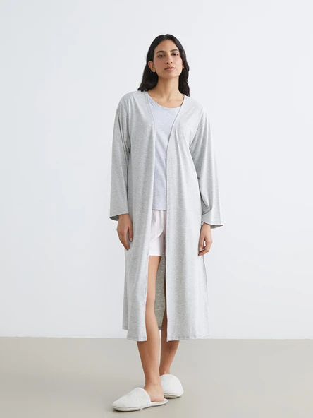 LCW DREAM Gri Şal Yaka Kadın Pijama Üst ürün görseli 1