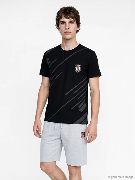 LC WAIKIKI Siyah Standart Kalıp Beşiktaş Baskılı Erkek Pijama Takımı ürün görseli 1