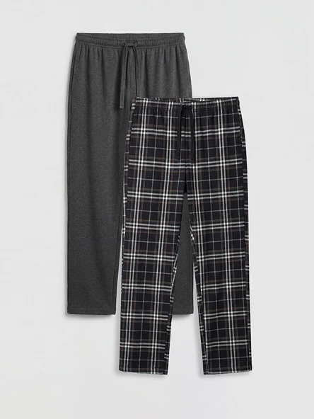 LC WAIKIKI Siyah Standart Kalıp Erkek Pijama Altı 2'li ürün görseli 1