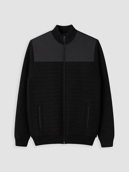 LCWAIKIKI Classic Siyah Regular Fit Dik Yaka Erkek Triko Hırka ürün görseli 1