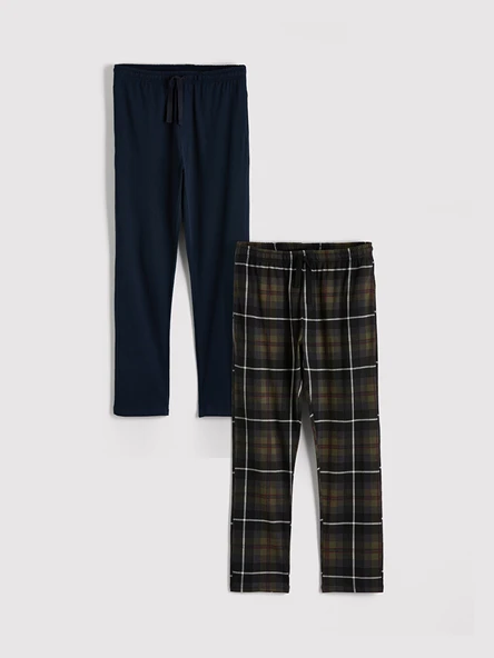 LC WAIKIKI Lacivert Standart Kalıp Ekose Erkek Pijama Altı 2'li ürün görseli 1