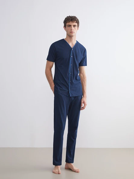LC WAIKIKI Lacivert Standart Kalıp Erkek Pijama Takımı ürün görseli 1