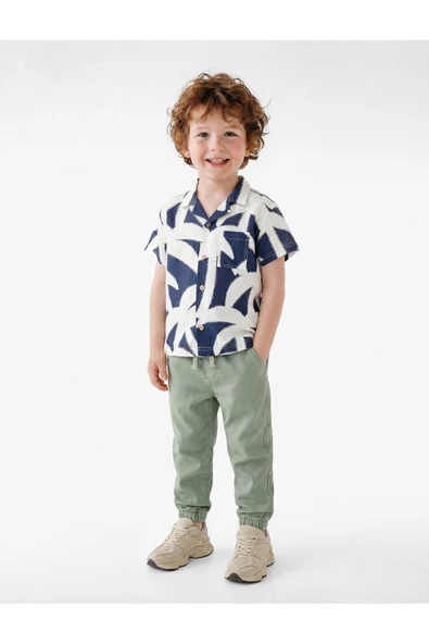 Koton Erkek Bebek Pamuklu Beli Bağcıklı Gabardin Jogger Pantolon ürün görseli 1
