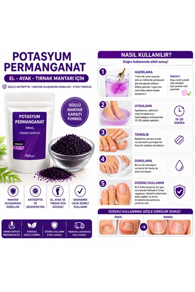 WE CHEM EL AYAK TIRNAK MANTARI TEDAVİSİ POTASYUM PERMANGANAT 100GR ürün görseli 1