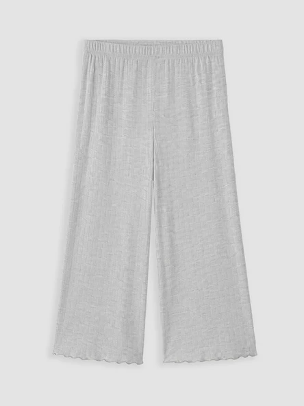 LCW DREAM Gri Geniş Paça Kadın Fitilli Kapri Pijama Altı ürün görseli 1