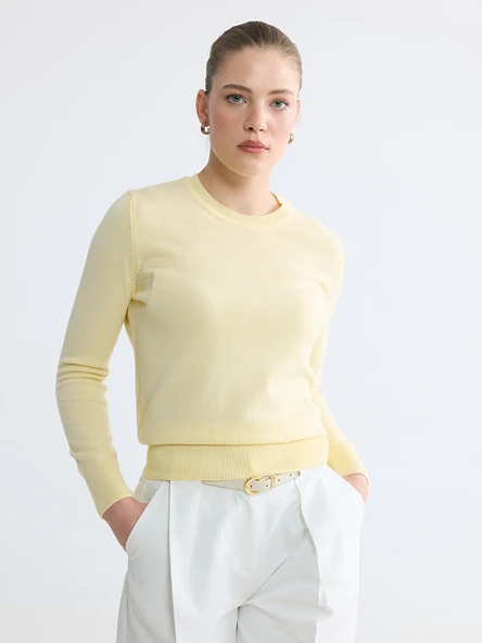 LCW Comfort Sarı Bisiklet Yaka Kadın Triko Kazak ürün görseli 1