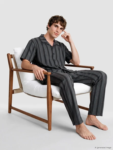 LC WAIKIKI Antrasit Regular Fit Erkek Pijama Takımı ürün görseli 1