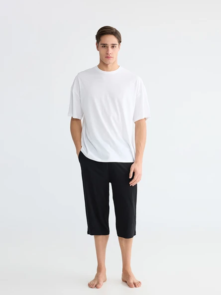 LC WAIKIKI Siyah Standart Kalıp Erkek Pijama Alt Şort ürün görseli 1