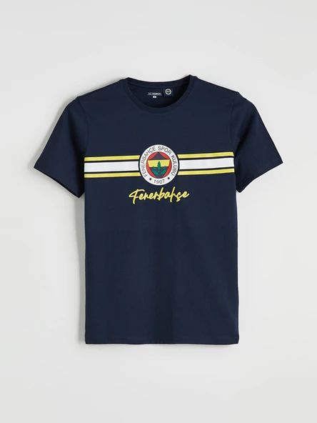LC WAIKIKI Lacivert Bisiklet Yaka Fenerbahçe Baskılı Erkek Pijama Üst ürün görseli 1