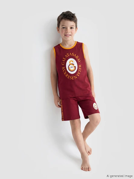 LCW Kids Kırmızı Galatasaray Baskılı Erkek Çocuk Şortlu Pijama Takımı ürün görseli 1