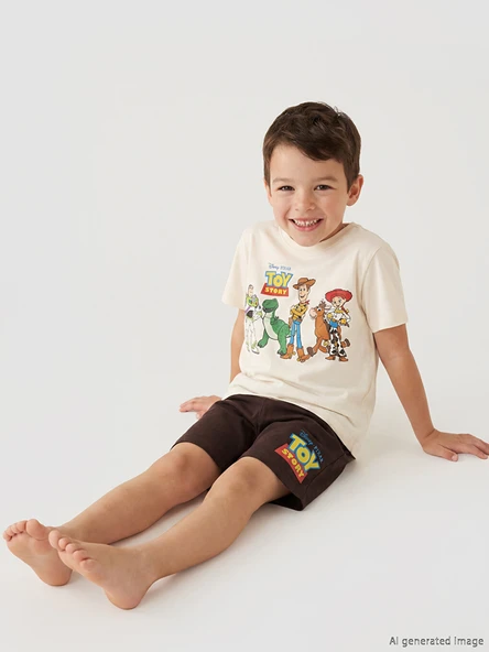 LCW Kids Ekru Toy Story Baskılı Erkek Çocuk Pijama Takımı ürün görseli 1