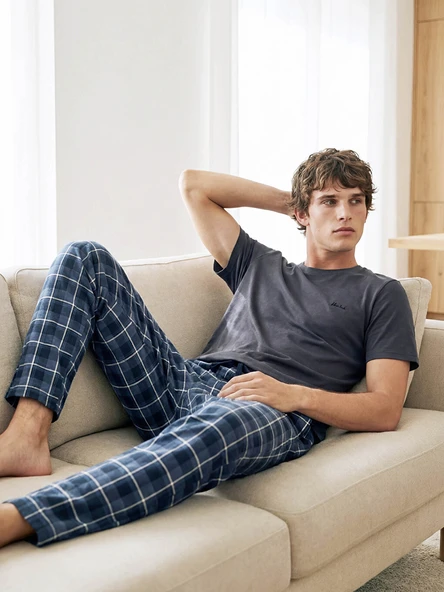 LC WAIKIKI Antrasit Standart Kalıp Erkek Pijama Takımı ürün görseli 1
