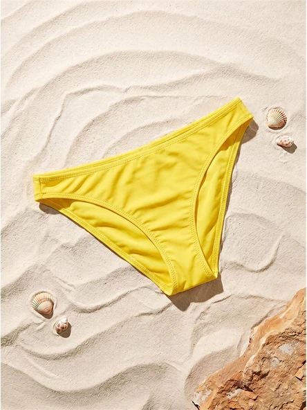LCW DREAM Sarı Düz Raşel Kumaş Kadın Bikini Alt ürün görseli 1