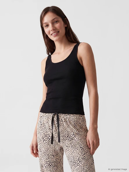 LCW DREAM Siyah U Yaka Kadın Fitilli Pijama Üst ürün görseli 1