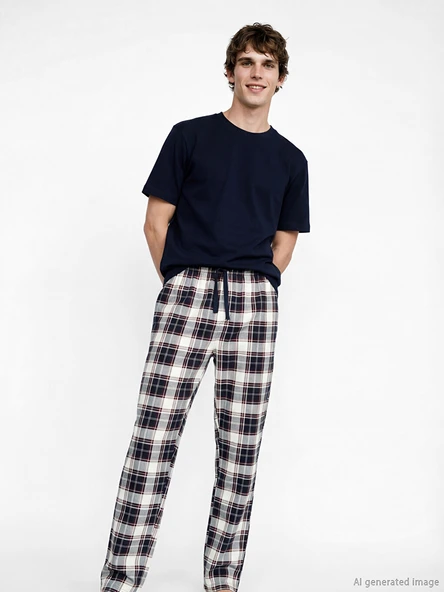 LC WAIKIKI Lacivert Standart Kalıp Ekose Erkek Pijama Altı ürün görseli 1