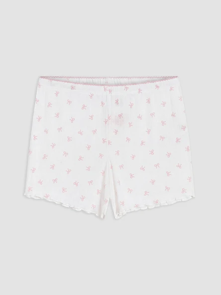 LCW Young Ekru Fiyonk Desenli Kadın Şort Pijama Altı ürün görseli 1