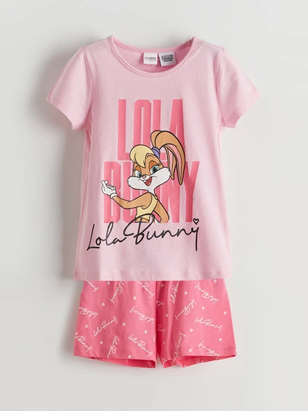 LCW Kids Pembe Lola Bunny Baskılı Kız Çocuk Şortlu Pijama Takımı ürün görseli 1