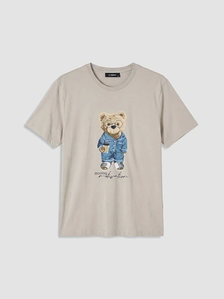 LC WAIKIKI Bej Regular Fit Teddy Baskılı Erkek Pijama Takım ürün görseli 1