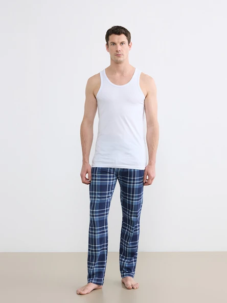 LC WAIKIKI Lacivert Standart Kalıp Ekose Erkek Pijama Altı ürün görseli 1
