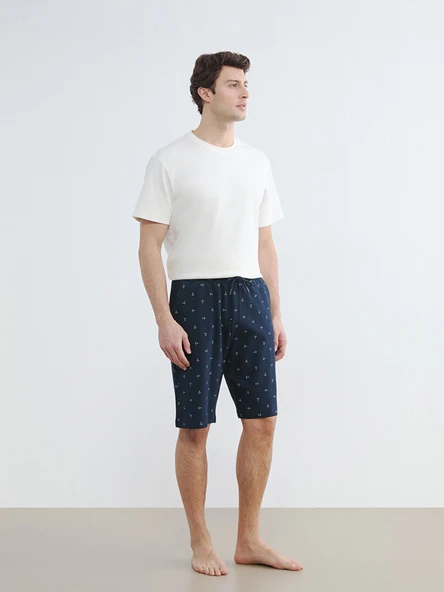 LC WAIKIKI Lacivert Standart Kalıp Desenli Pijama Alt Şort ürün görseli 1