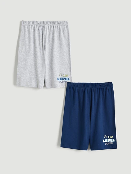 LCW Kids Lacivert Baskılı Erkek Çocuk Pijama Şort 2'li ürün görseli 1
