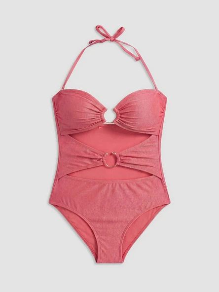 LCW DREAM Pembe Parlak Görünümlü Çıkarılabilir Pedli Kadın Mayo ürün görseli 1