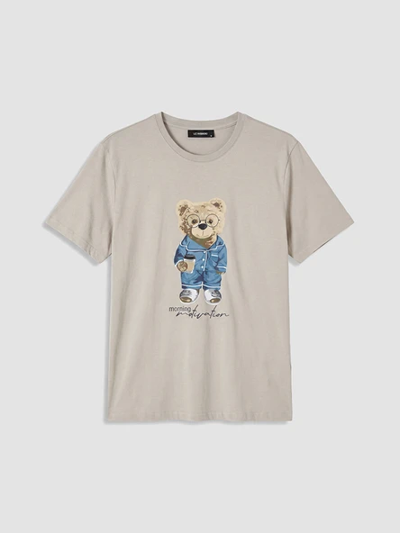 LC WAIKIKI Bej Regular Fit Teddy Baskılı Erkek Pijama Takım ürün görseli 1